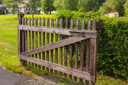 Wooden gate design, outdoor day lightの写真素材