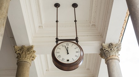 Old clock at the local train stationの写真素材
