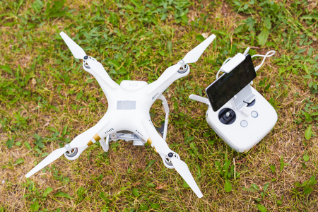 Ufa, Russia. - 6 June 2016 : Drone lying on the grass