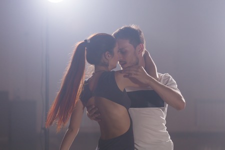 Young love couple dancing social danse kizomba or bachata.の写真素材