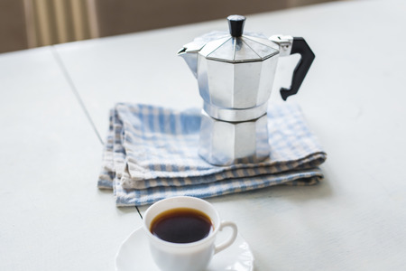 The morning of each person begins with coffee.の写真素材