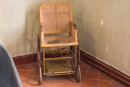 St Remy de Provence, France - February 12, 2018. Reconstruction of Vincent Van Goghs room in the monastery of St. Paul de Mausole.のeditorial素材