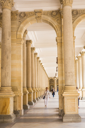 KARLOVY VARY, CZECH REPUBLIC - JUNE 13, 2017: Mill colonnade Mlynska kolonada in Karlovy Vary, Czech Republic.のeditorial素材
