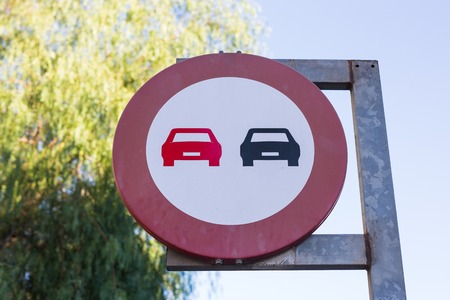 No overtake sign on a spanish highway.の写真素材