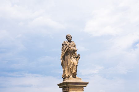 PRAGUE, CZECH REPUBLIC - MAY 30, 2017: Statue of Saints Norbert of Xanten, Wenceslas and Sigismund on Charles Bridge in Pragueのeditorial素材