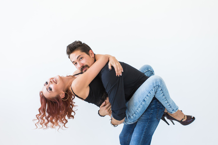 Romantic, passion, people concept - young couple dancing with passion