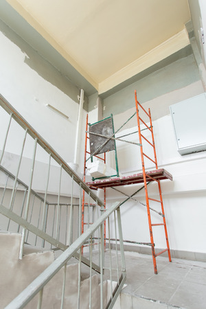 Room with ladders during under renovation, remodeling and constructionの写真素材