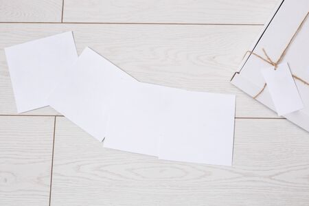 Set of parcel tie hemp cord. Delivery service. Online shipping. Holidays gifts concept. Many presentsの写真素材