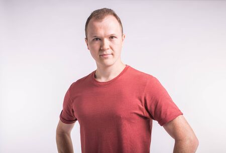 Elegant young handsome man. Studio fashion portrait. White background.の写真素材