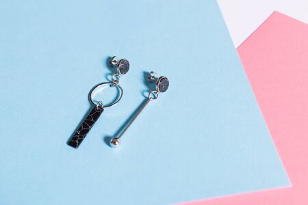 Perfect accessories. Trendy jewelry set. Fashion jewelry and bijouterie. Top view.