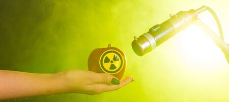 Radiation and danger concept - The worker doing measure radioactivityの写真素材