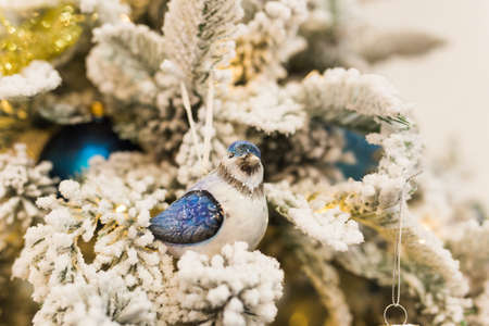 Christmas tree with colorful baubles. Holidays and decor concept.の写真素材