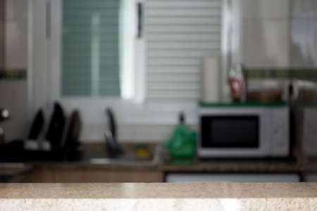 Blurred modern kitchen. Interior and background concept.の写真素材