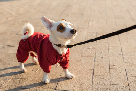 Adorable Jack Russell Terrier outdoors. Portrait of a little dog.の写真素材