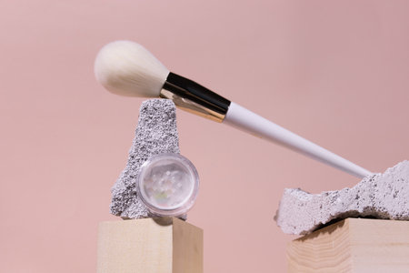 Cosmetic shades compact and loose mineral face powder makeup and makeup brush - Natural eco friendly...