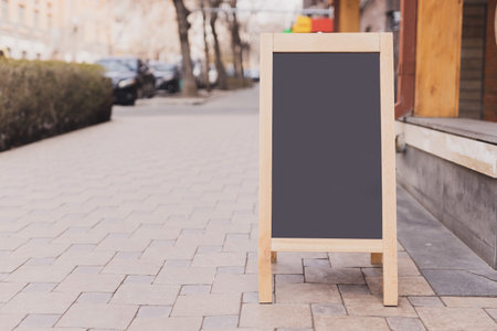 Chalkboard menu sign mockup - Copy space menu blank blackboard sign empty space for advertisingの写真素材