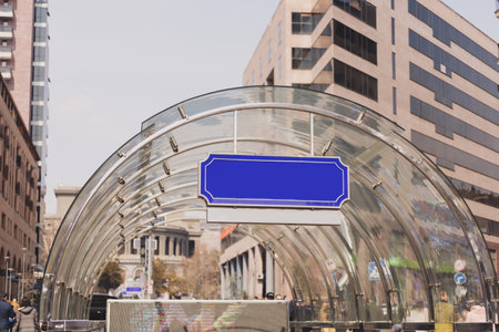 Sign board shop or restaurant. Mock up template. Copy space and empty space for advertisingの写真素材