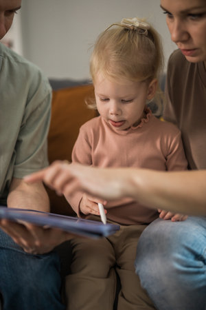 Deaf kid with hearing aid cochlear implant have fun with parents - Hear aid and medicine innovating...