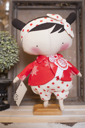 Handmade doll in the interior.の写真素材