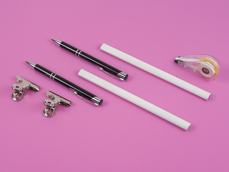 various stationery items on white background mock upの写真素材