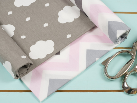 Colorful cotton fabric, meter and scissorの写真素材