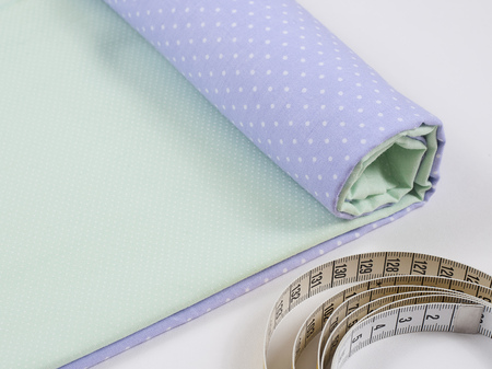 Silk fabric, tape measure tape and fashion style ideasの写真素材