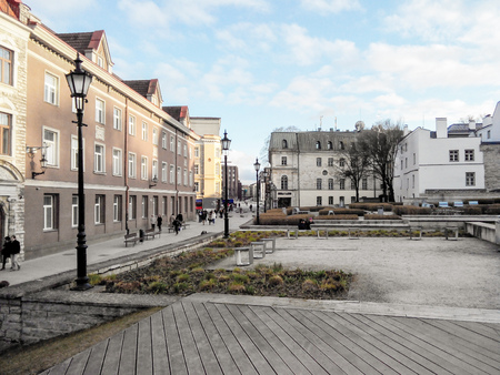 Streets And Old Town Architecture Estonian, Tallinn, Estoniaの写真素材