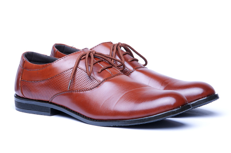 Male fashion with shoes on whiteの写真素材