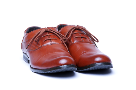 Male fashion with shoes on whiteの写真素材