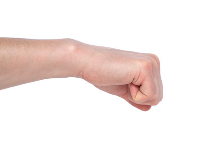 Male clenched fist, isolated on a white backgroundの写真素材