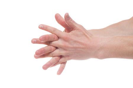 male hands isolated on white backgroundの写真素材