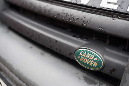 Minsk, Belarus - Oktober 22, 2020: Land Rover luxury cars, front radiator enclosure grille logos.
