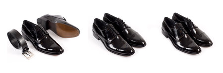 Pair of male shoes isolated on the whiteの写真素材