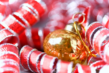 Christmas decoration on bokeh background, Christmas and New Year conceptの写真素材