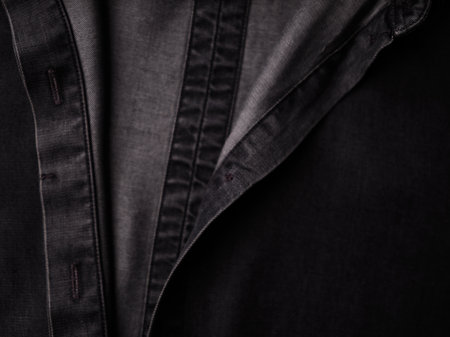 Black shirt with pockets close-up. Horizontal studio shot.