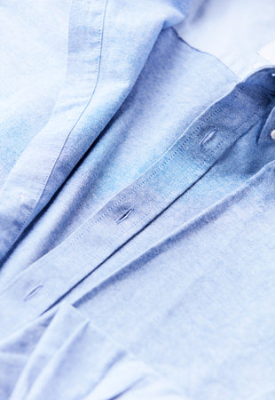 Close up of men's linen shirt. Soft focus.の写真素材