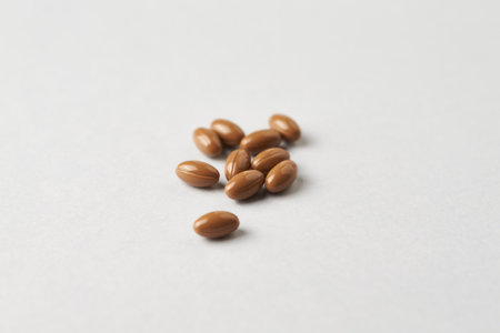 close up of buckwheat grains on white background with copy spaceの写真素材