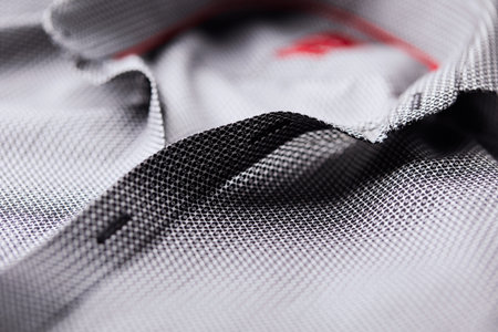 Close up of a gray sports shirt. Shallow depth of field.