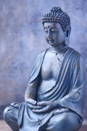 Buddha statue in chinese temple, closeup of photoの写真素材
