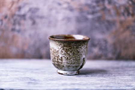 Traditional ceramic on rustic wooden background. Soft focus. Copy space.の写真素材