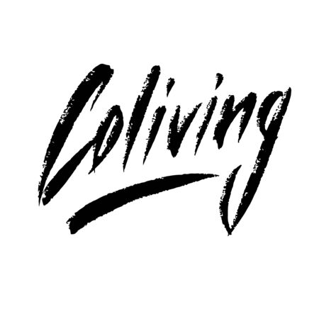 Coliving, vector lettering, hand drawn isolated on white, brush texture wordのイラスト素材