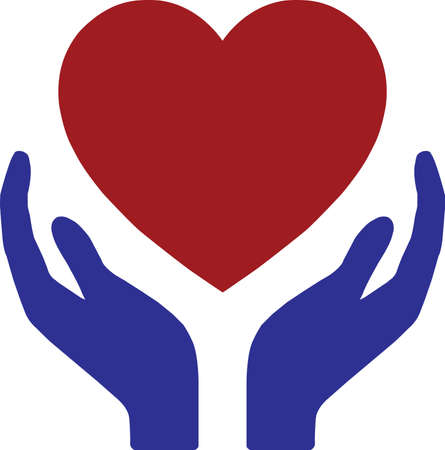 Healthcare hands holding heart flat icon.Valentine vector set.のイラスト素材