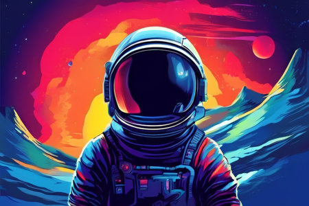 man in space with moon and galaxy the nightman nightの素材