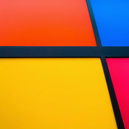 multi colored squares with a yellow background multicoloredの素材