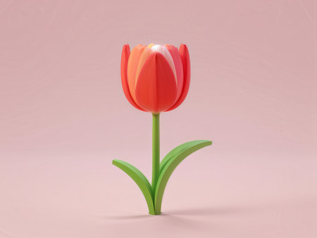 3d image of orange tulip on pink backgroundの素材