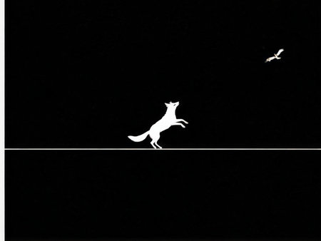 cat silhouette and dog, black on the moon, vectorの素材