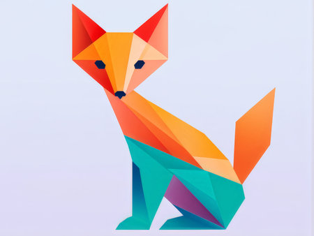 fox origami, origami paper style, vector illustrationの素材
