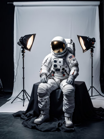 astronaut with spaceman in the space. suit. mixed mediaの素材