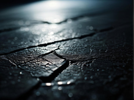 cracked asphalt road with a lot of cracks andの素材