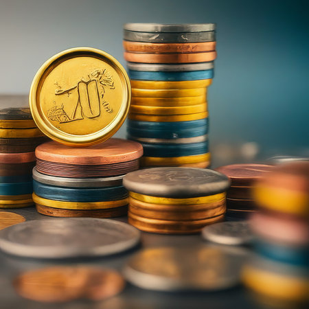 coins with a lot of different sizesの素材